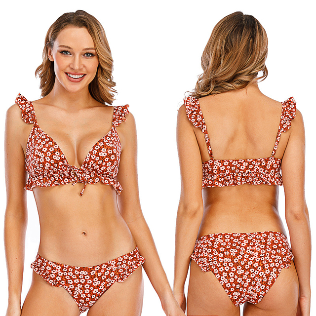 Wahine Frill Trims Details Bikini Set