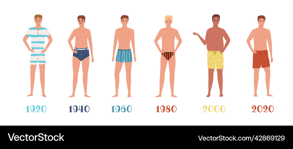 male swimsuit evolution vector