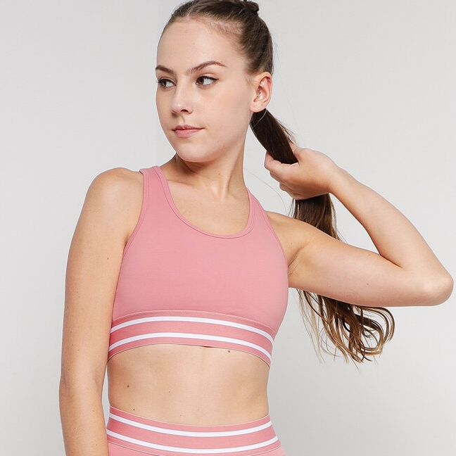 sports bra with stripe jacquard underbust band
