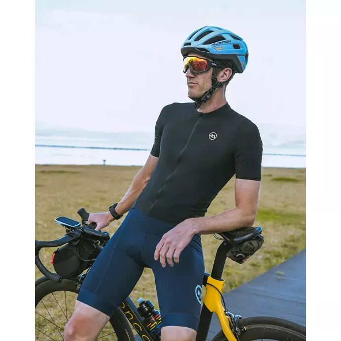 Ekološki prihvatljiv crni muški biciklistički dres