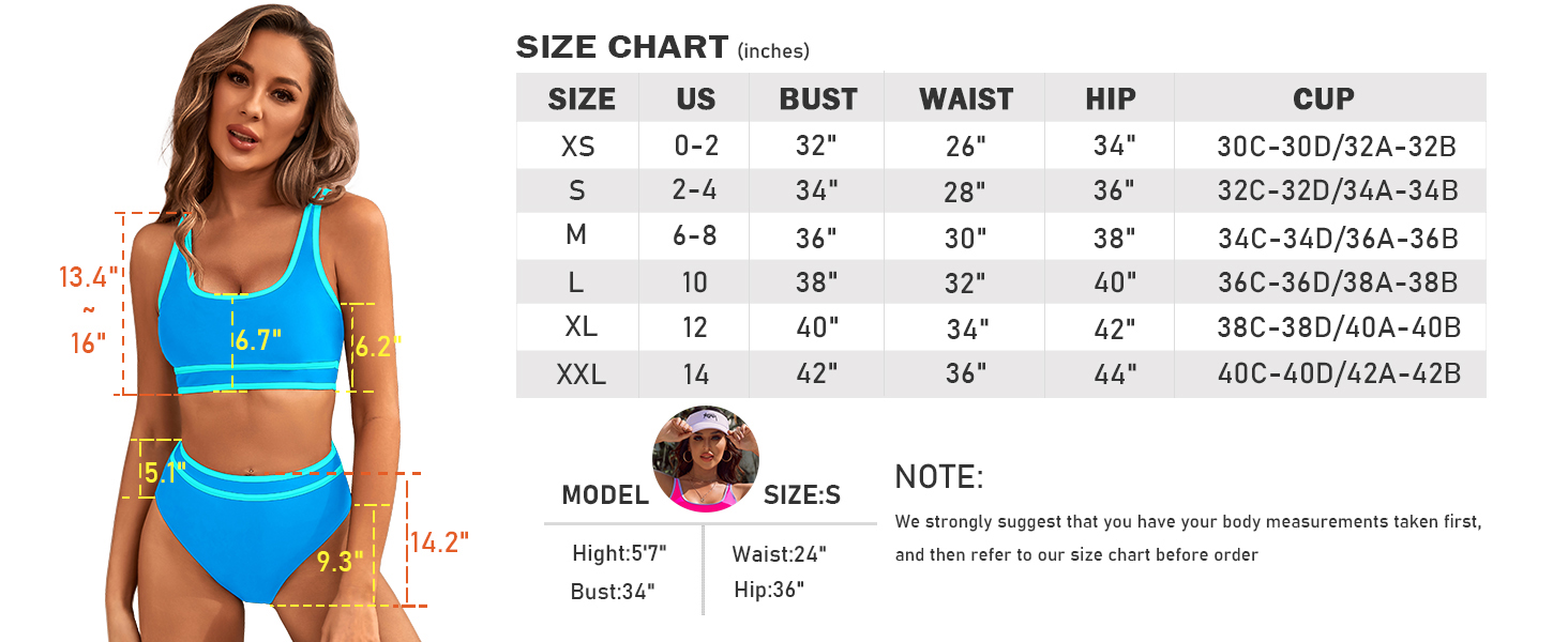 sporty swimsuits size chart