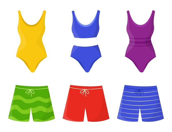 male female swimsuits vector illustrations