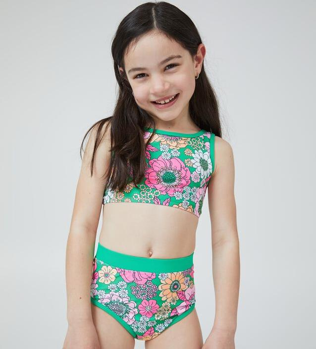 Kupaći kostim za djevojčice sa zelenim printom
