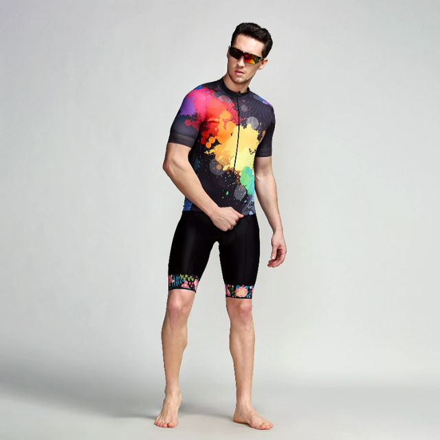 Conjunto de camisa e shorts de ciclismo masculino
