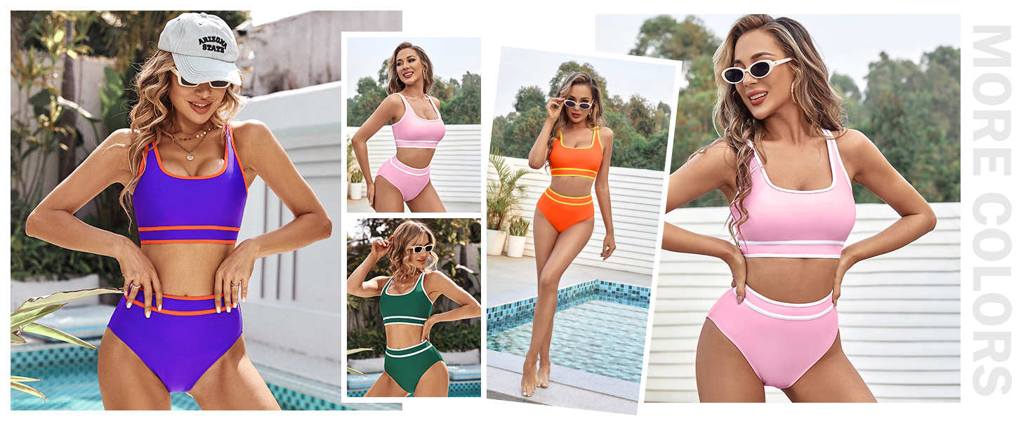 different color sporty swimsuits 2