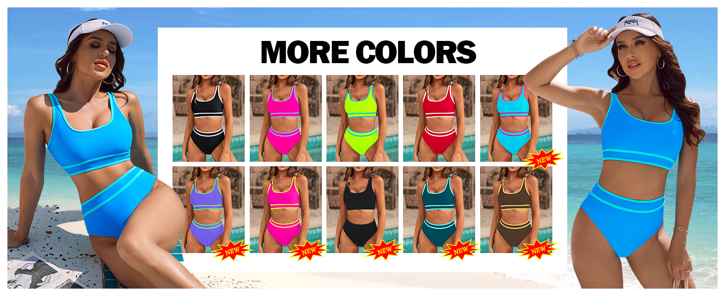 different color sporty swimsuits